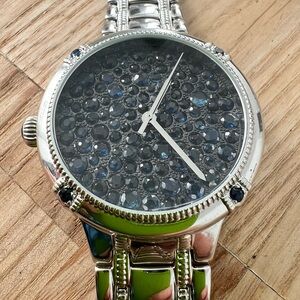 Rare Ecclissi ladies stainless steel pave blue Sapphire watch
